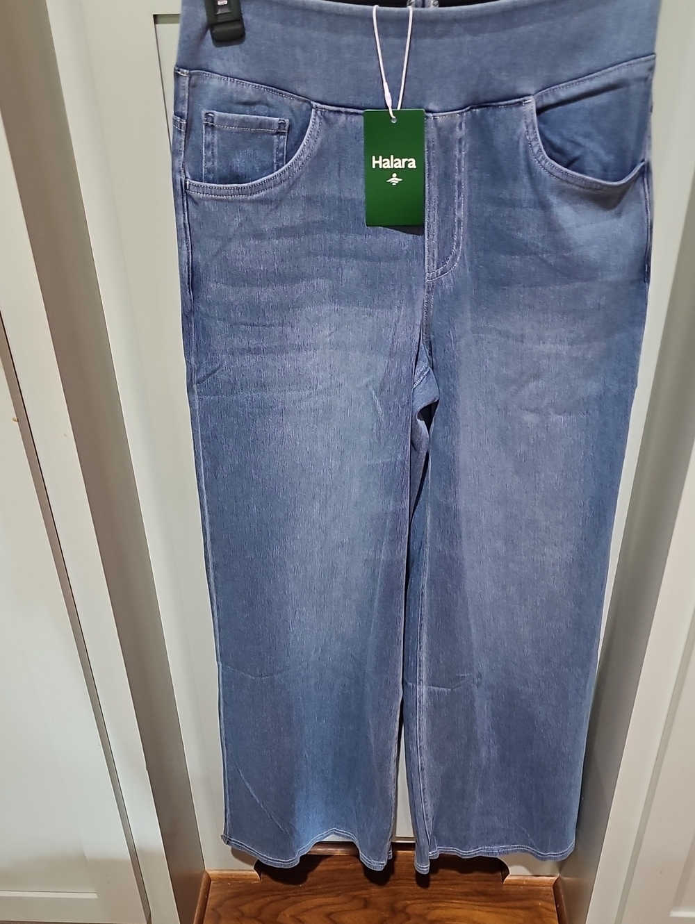 HALARA Blue-Med Wash Wide-Leg Denim Pants-Med Reg